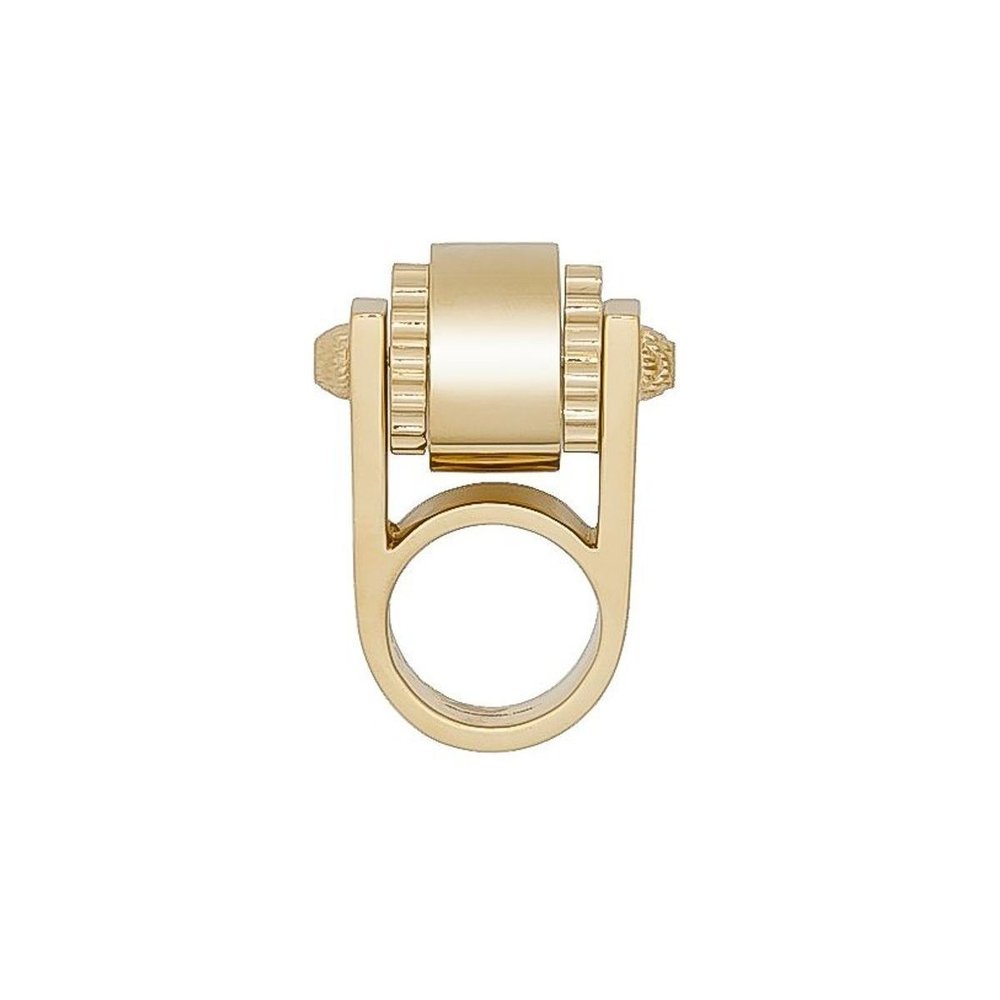 Balenciaga Womens Large Gold Gear Ring Size: 6
